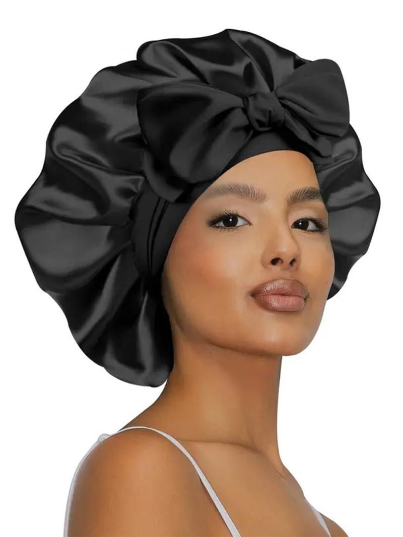 Women's Bonnet Pure Color Tie-Back Satin Hat, Casual Comfortable Daily Hair Care Cap, Sleep Cap for Everyday Use, Sleeping Bonnet