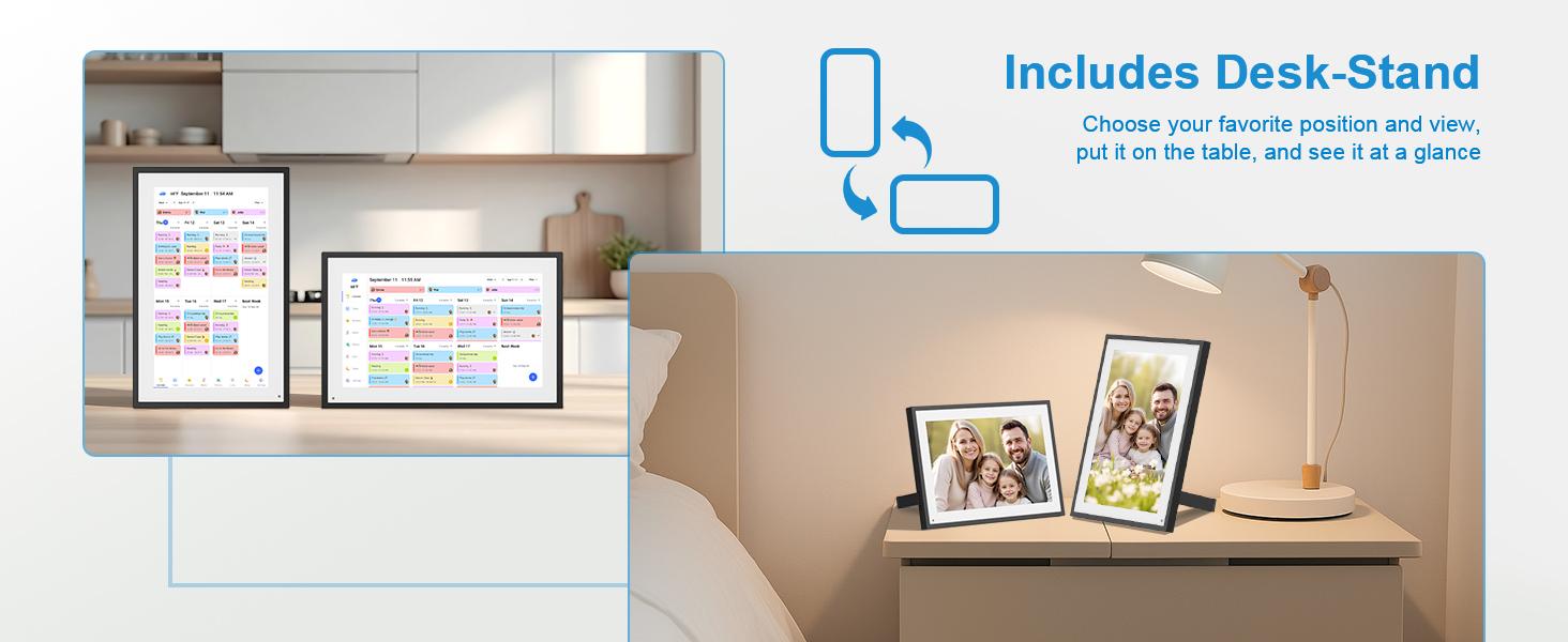 10.1 Inch Digital Calendar+Digital Picture Frame, 2025-2026 Desk Calendar Smart WiFi Planner&Chore Chart, IPS HD Interactive Touchscreen Display For Family Schedules