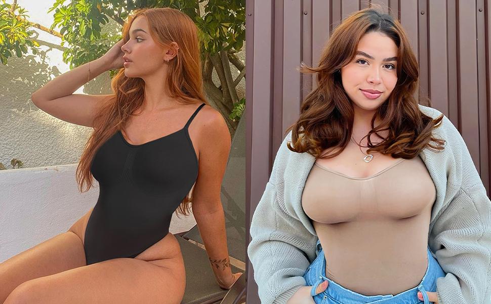 shapewear bodysuit for women tummy control  Thong Full Body shapewear bodysuit Compression Fabric Soft Stretchy Invisible Under Clothes Comfy Moisture Wicking Womenswear