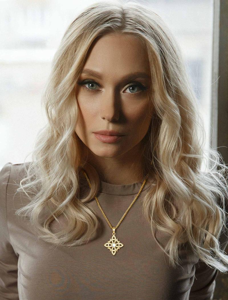 Sterling Silver Witch Knot Necklace, Nudo de Bruja Pendant, Celtic Knot Amulet with Blue Opal, Witchy Gift for Her, Pagan Protection Jewelry