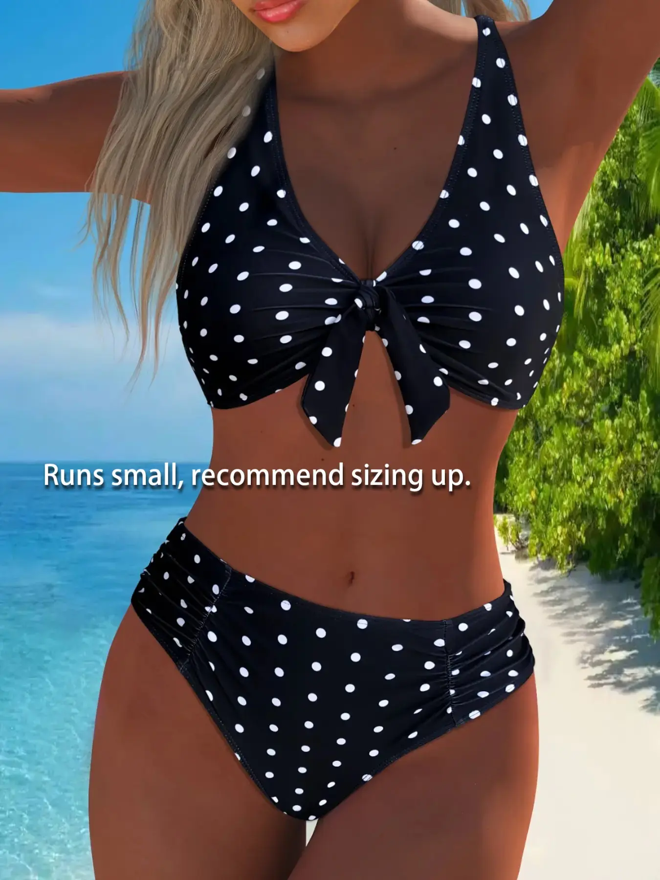 Women's Polka Dot Bikini Set, Lace-Up Wireless Swimwear, All-Season Beachwear, Bathing Suit Bikini, Sexy Two-Piece Swimsuit, High Waist Swimsuit, Bikini High Waisted, Perfect for Summer, Bikini Swimsuit Outfit, Bikinis Sets