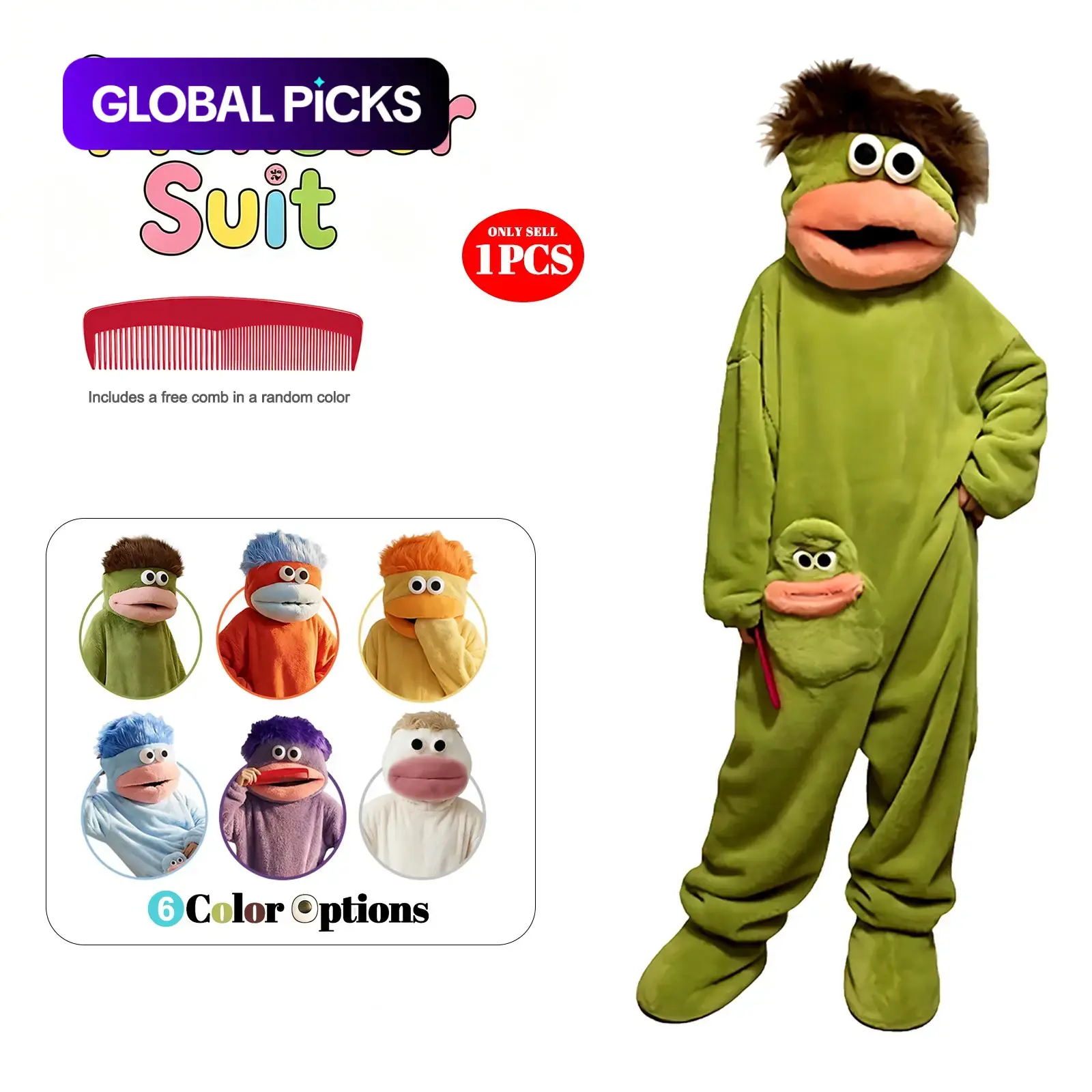 Adorable Monster Costume Party Set, Comfortable Hooded Flannel Pajamas, Includes Robe, Comb and Shoe Covers, Soft Long Home Wear, Ideal for Parties, Gifting and Costume Use #GLOBAL PICKS