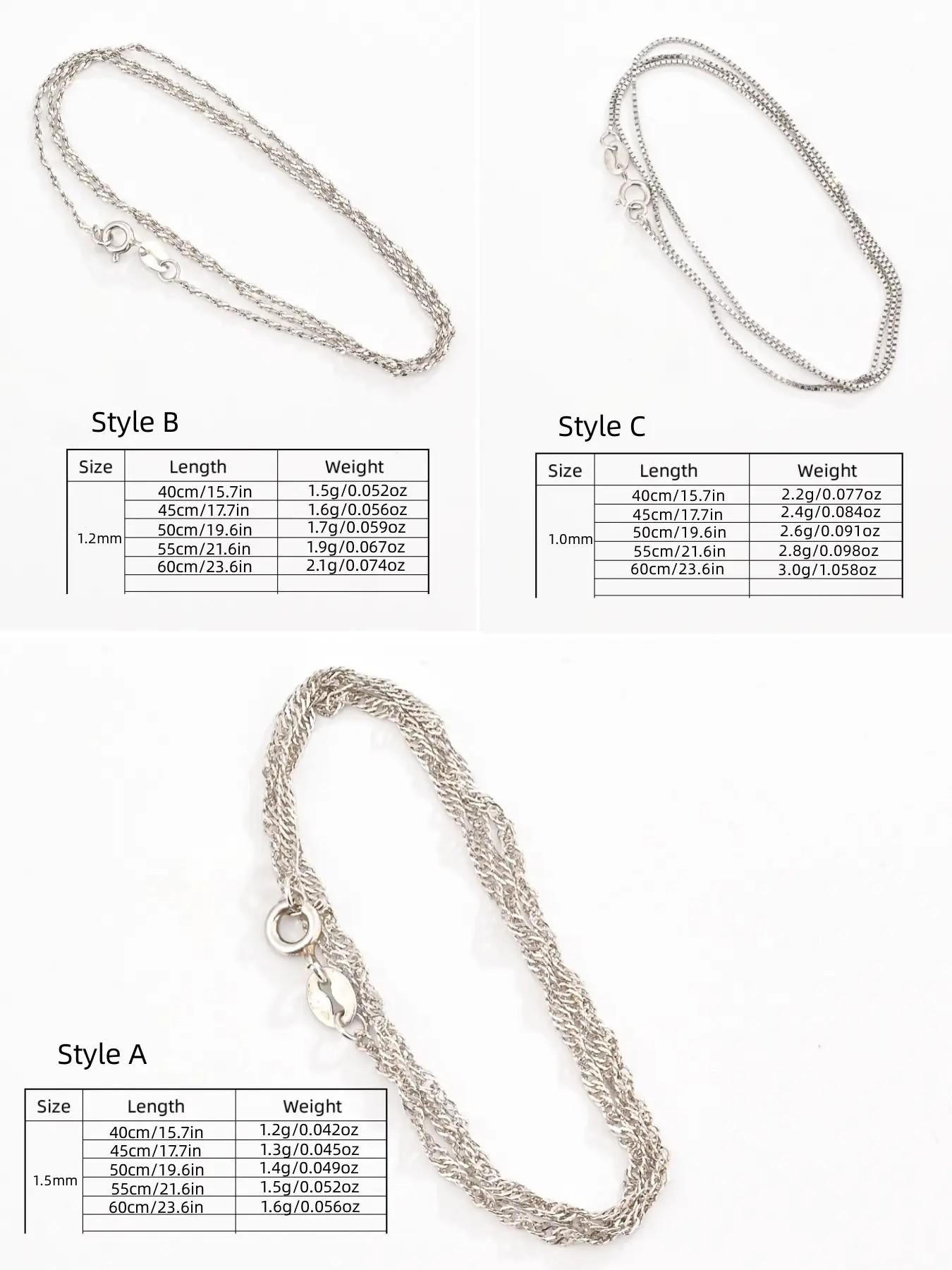 925 Sterling Silver Simple Chain Necklace, Minimalist Chain Necklace, Fashion Jewelry for Party, Daily Decor, Trendy All-match & Exquisite Jewelry for Birthday Gift