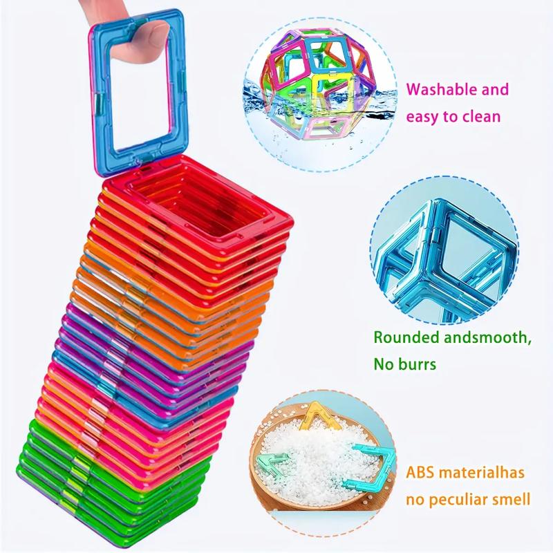 Children Magnetic Building Blocks Set, Magnetic Construction Set, Stem Education Toy, Colorful Magnetic Bricks, Perfect Birthday Gift, Halloween Christmas Holiday Present