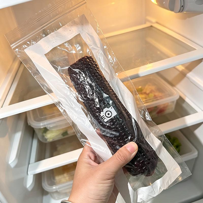 50pcs Grade PE Plastic Long Strip Storage Bags with Snap Buttons - Airtight Seal Kitchen Preserving Containers, Disposable Durable Transparent, Space-Saving for Refrigerator Fruits, Meat