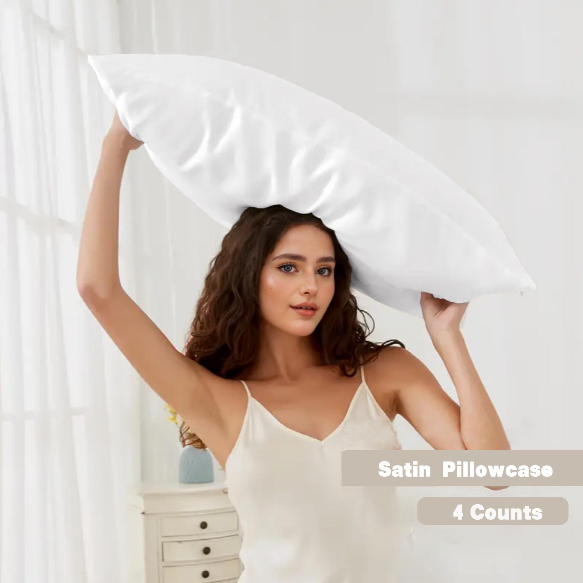 Luxury Satin Pillowcase 2-Piece Set, Solid Color, Soft and Breathable, Helps Protect Hair and Skin, Perfect for Home Decoration.