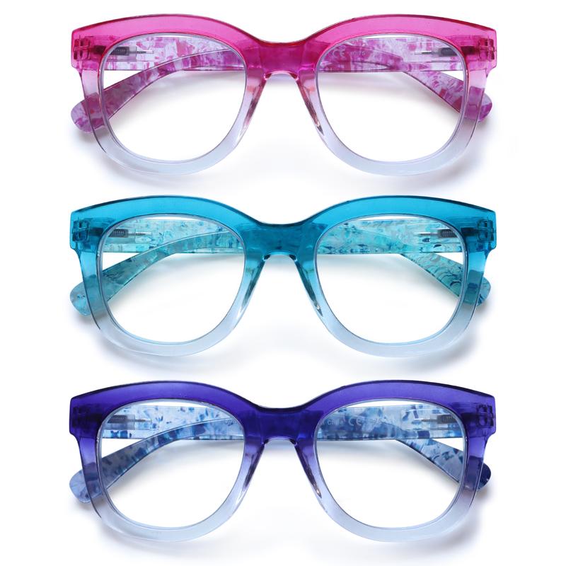 DEAAOK 3 Pack Reading Glasses Women and Man Anti BlueLight Readers Anti Eyestrain Reading Glasses Blue LightBlocking Computer Eyeglasses
