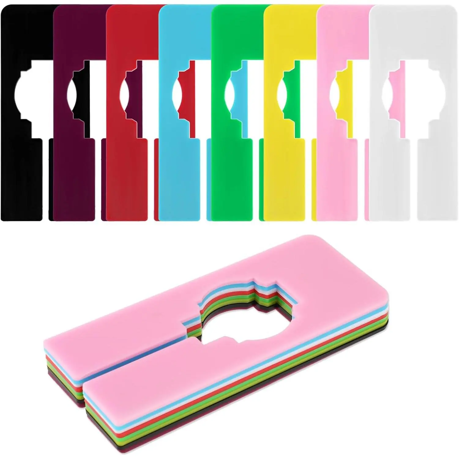 8 Colors Reusable Rectangular Plastic Closet Dividers for Hanging Clothing, Reusable Size Separation Closet Separators with Labels(Colorful)
