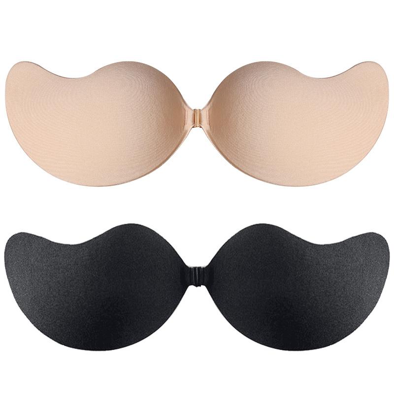 Minikit【2 pairs】sticky bra,Invisible push up Adhesive V-bra Minimalist Womenswear Comfort Basic Skin+Skin straplessbra wireless bras for women Bridal straplessbra