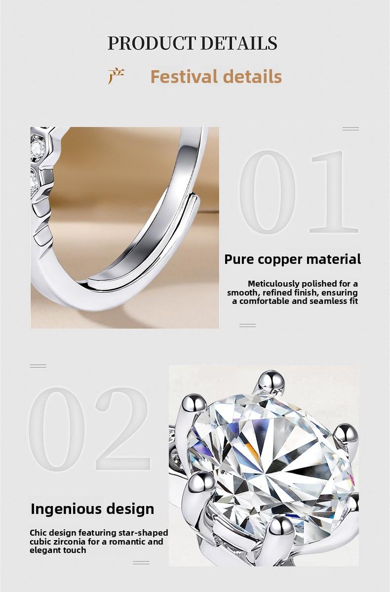 European and American layered matching diamond-shaped honeycomb ring, one-carat women's imitation moissanite ring, direct wholesale from manufacturer