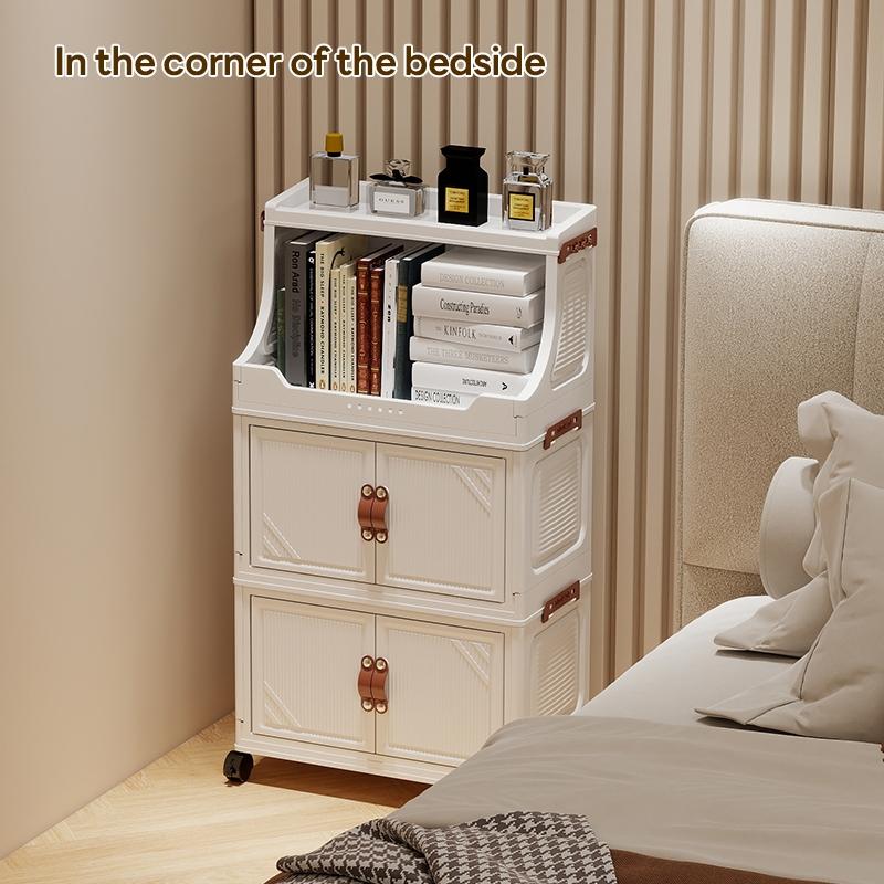 Foldable Storage Cabinet 36cm*25cm/46cm*28cm, Durable Plastic Organizer with Wheels, Easy Assembly, Ideal for Home & Gifts