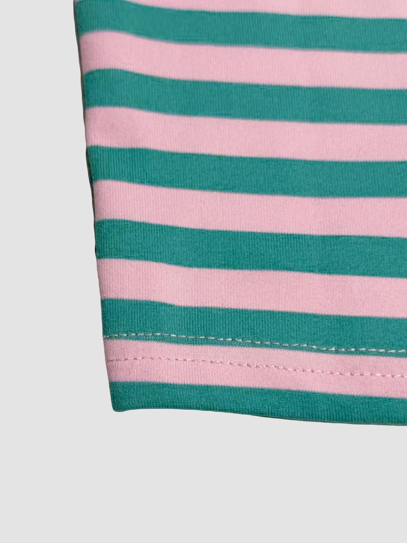 Valentine's Day Women's Casual Striped Long Sleeve Top & Shorts Set, Loose Fit, All Season, Comfortable Travel Clothing for Daily Wear