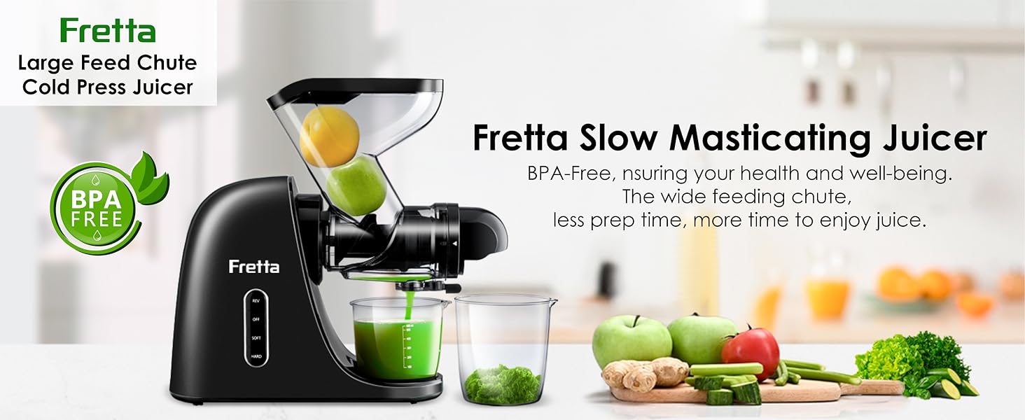 Cold Pressed Juicer Machines, Masticating Slow Juicer with 3-inch Wide Feed Chute, Celery Juicer, Juice Extractor with Dual Speed Mode, BPA-Free
