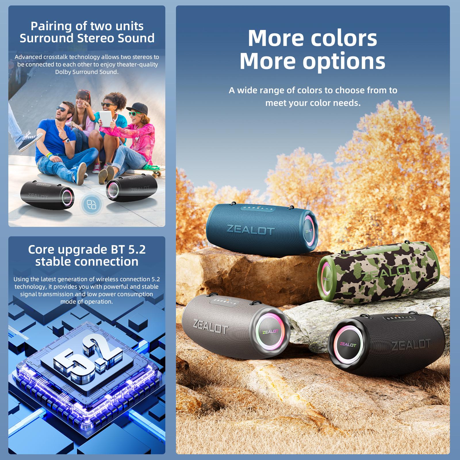 ZEALOT Zealot S87 Portable Wireless Speaker, 1 Count USB ZEALOT Zealot S87 Portable Wireless Speaker, 1 Count USB