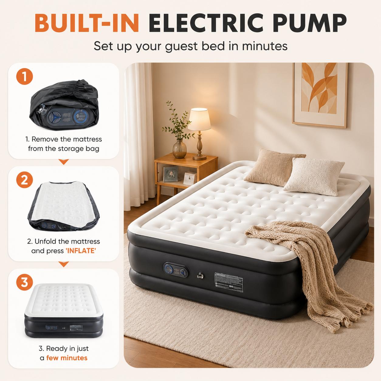 "Full Air Mattress with Built-In Pump – 18” Inflatable Airbed for Guests, Quick 3-Min Self-Inflating, Portable Blow Up Bed with Carry Bag – Type-0 Technology Air Coil, Full Size Sleep Comfort" "Full Air Mattress with Built-In Pump – 18” Inflatable Airbed for Guests, Quick 3-Min Self-Inflating, Portable Blow Up Bed with Carry Bag – Type-0 Technology Air Coil, Full Size Sleep Comfort"