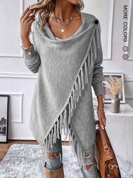 Women's Elegant Faux Fur Shawl Collar Sweater Coat, Long Sleeve Button Front Winter Outerwear, Thick Knit Casual Fashion Jacket