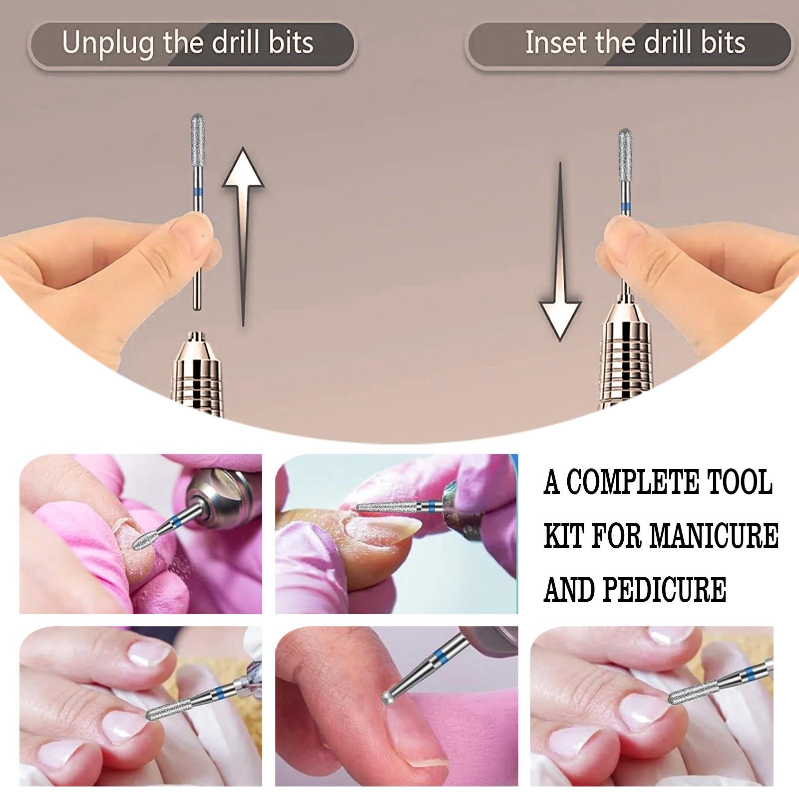 10pcs Tungsten Carbide Nail Drill Bits Set, Professional Nail File Bits for Nail Drill Machine, Cuticle Remover & Nail Polishing Tool