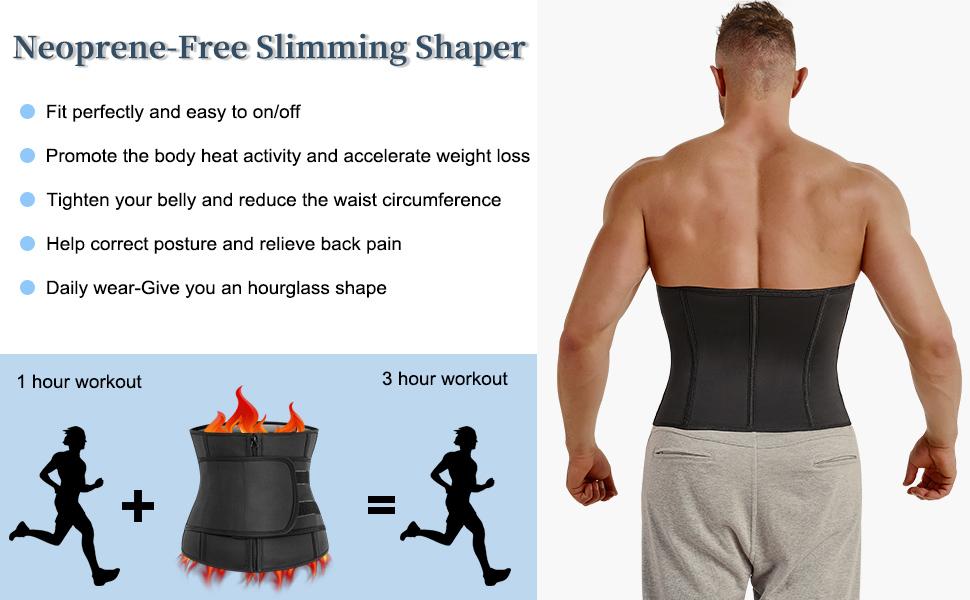 Men's Sweat Waist Cinching Sauna Shaping Belt Waist Trimmer Cincher, Casual Exercise Promotes Sweating Slimming, All Seasons Plain Zipper Design