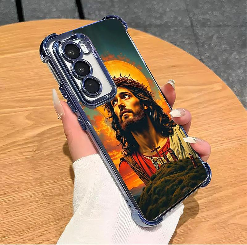 Jesus Clear Protective Four Comers Air Cushion Anti-drop CellPhone Case Clear BracketPhone Case For SAMSUNG GALAXY S22 S23 S24 FE ULTRA PLUS Four Corners Cases #SMYS9