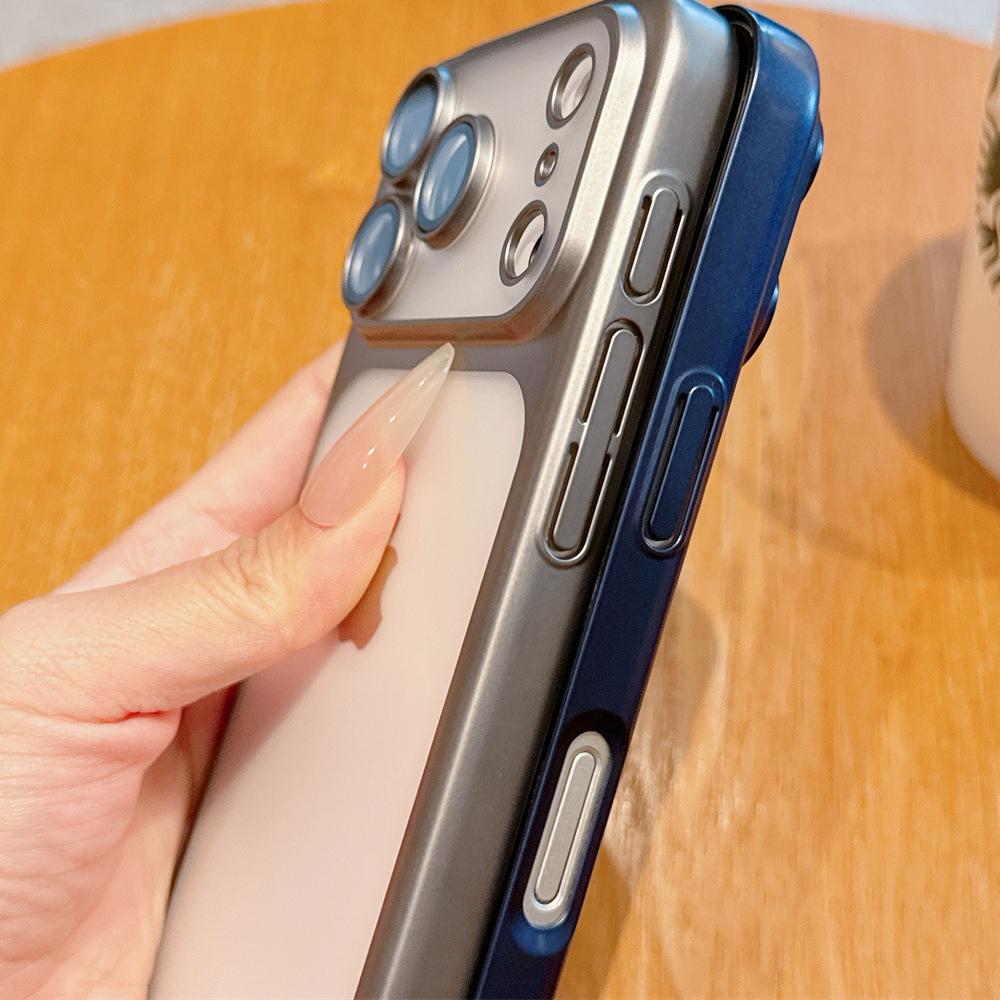 Sleek  Protective PC Matte Electroplated Case for iPhone 14 15 16 17   Full Coverage  Black Silver Orange Navy