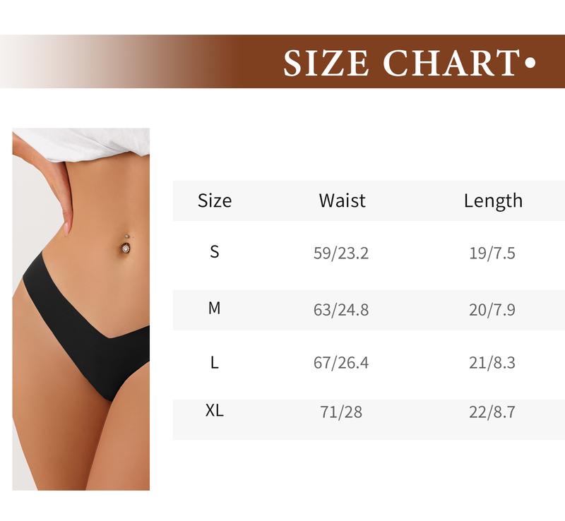 6/10 Pack Women's Seamless Bikini Cheeky Underwear V-Waist Hipster Soft Stretch Multi-Pack Basic Womenswear Minimalist Comfortable thong panties