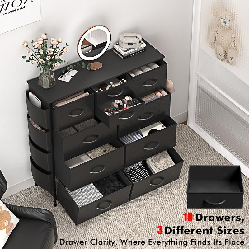 Aowos 10 Drawer Dresser, Storage Unit Organizer Chest for Clothes, Fabric Dresser, Hallway, Living Room, Closet, & Dorm Furniture