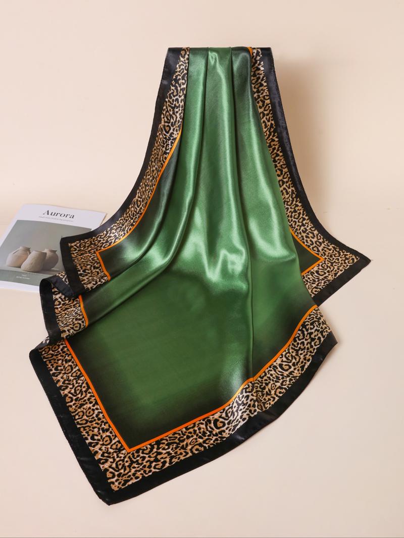 Women's Leopard Print Square Scarf, Fashionable Soft Comfortable Scarf for Daily Wear, Casual Versatile Scarf for Women & Girls