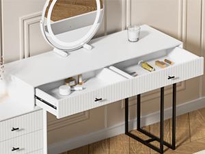 Large Vanity Desk with Drawers,Makeup Vanity Set with Movable 3-Drawer Chest,Modern Makeup Vanity Dressing Table