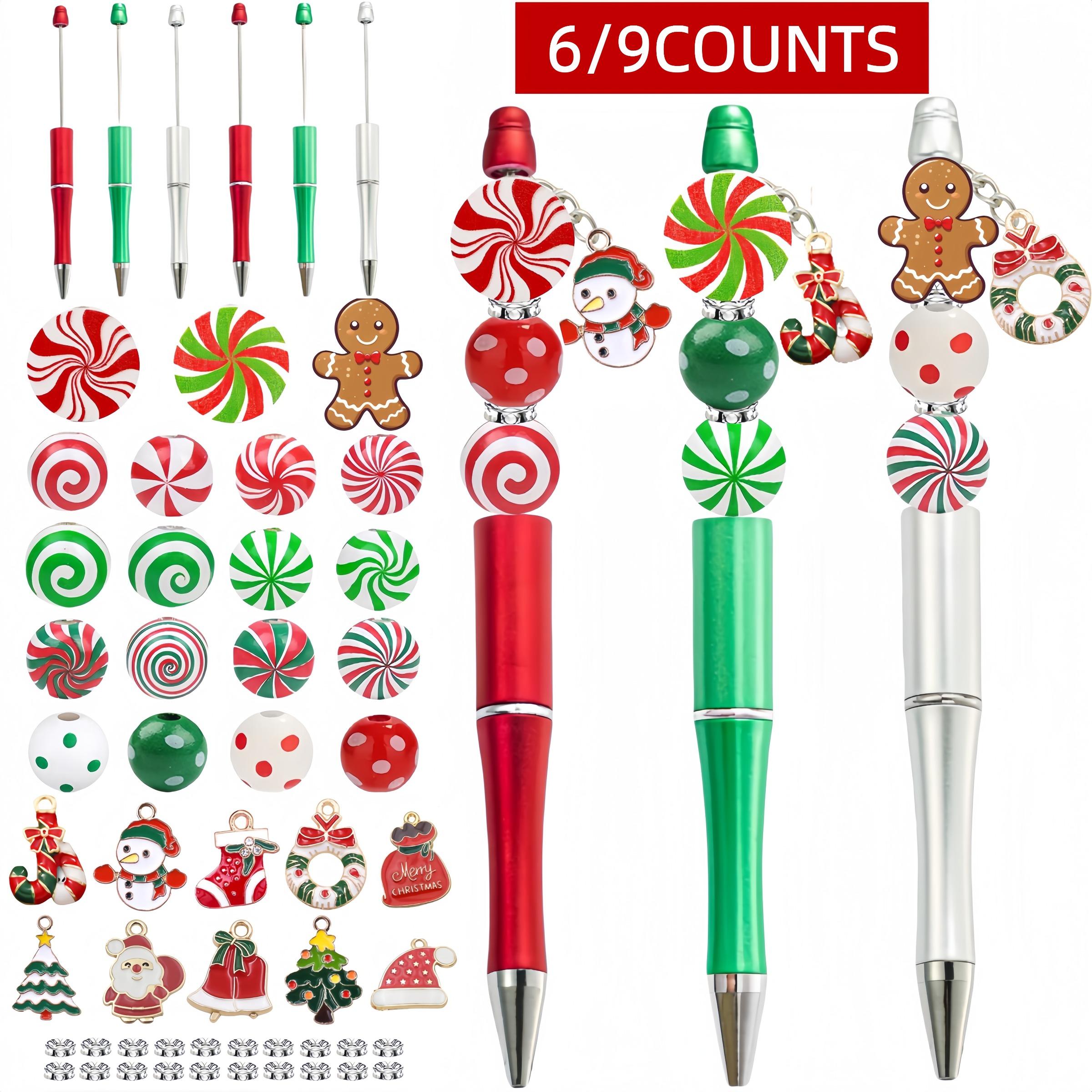 Merry Christmas DIY Beaded Ballpoint Pens, Wooden Beads & Alloy Pendants, Perfect Holiday Gifts for School & Office Supplies, Specialty Pen