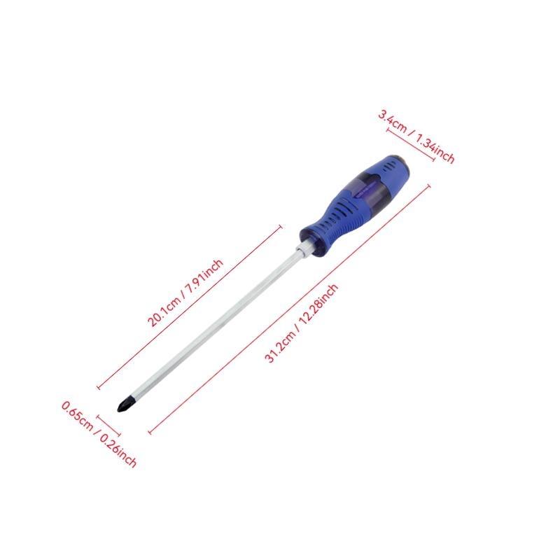 Impact-resistant multi-functional screwdriver, cross-head and flat-head, industrial-grade, extended length, flat-head, torx screwdriver