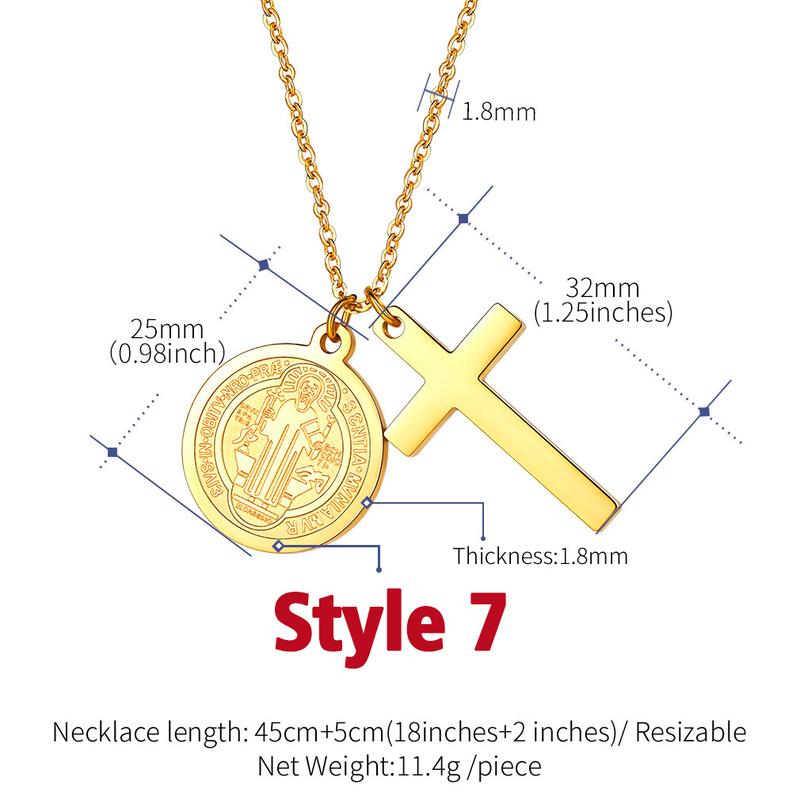 FindChic Saint Benedict Medal Necklace Christian Sacramental Medal Ward off Evil Protection Jewelry Catholic Unisex For Women Men