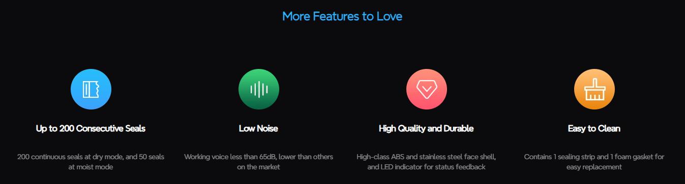 INKBIRD Durable vacuum sealing machine, 1 multifunctional food vacuum sealing machine, suitable for storing meat, vegetables, kitchen utensils, INK-VS02 meal prep containers