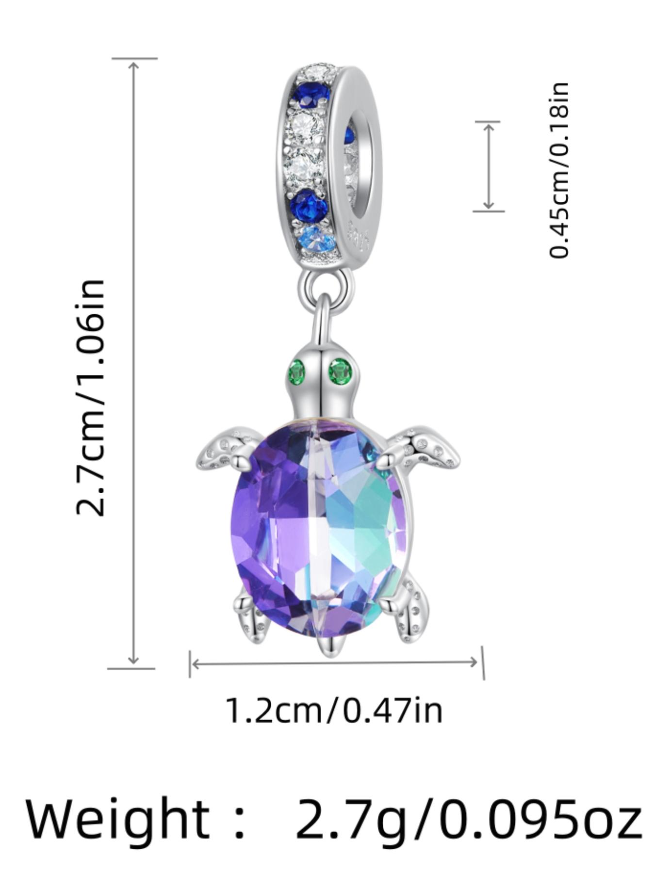 925 Sterling Silver Cute Turtle Design Pendant, Artificial Zircon Decor Pendant for Women & Girls, Fashion DIY Jewelry Accessories for Bracelet & Necklace, Charm Necklace