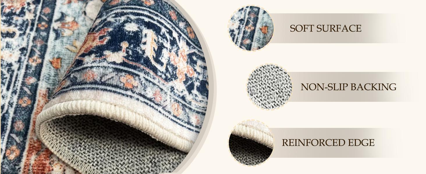 BESTSWEETIE Machine Washable Rugs for Living Room, Boho Rugs Area Rug Runner Rug Carpet Non-slip Large Area Rugs for Bedroom Indoor Floor Mat