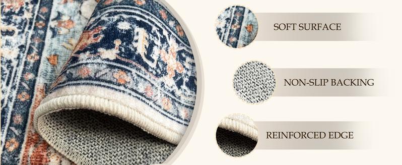 BESTSWEETIE Machine Washable Rugs for Living Room, Boho Rugs Area Rug Runner Rug Carpet Non-slip Large Area Rugs for Bedroom Indoor Floor Mat
