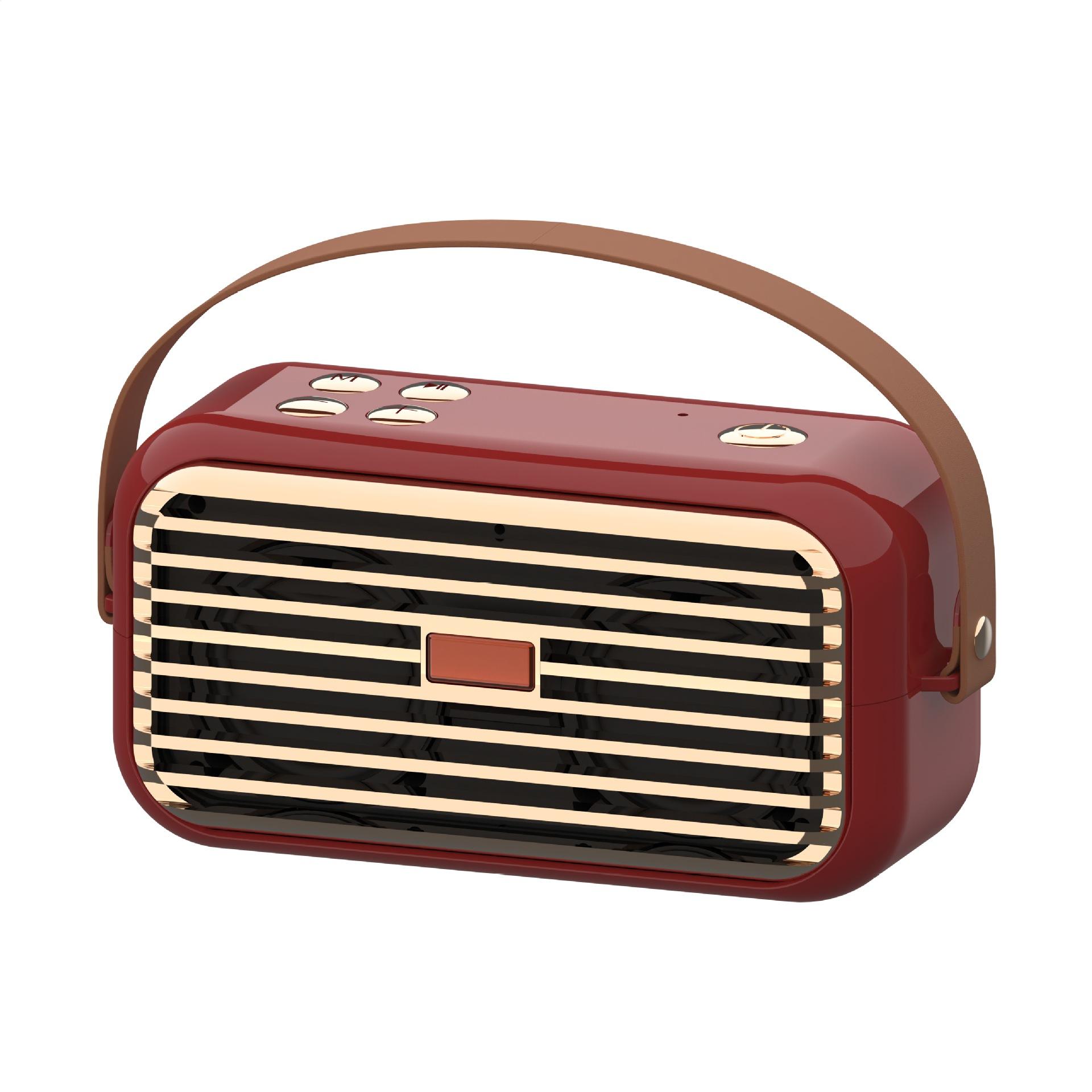 Retro plug-in wireless smart speaker with dual speakers, subwoofer, portable outdoor Bluetooth speaker
