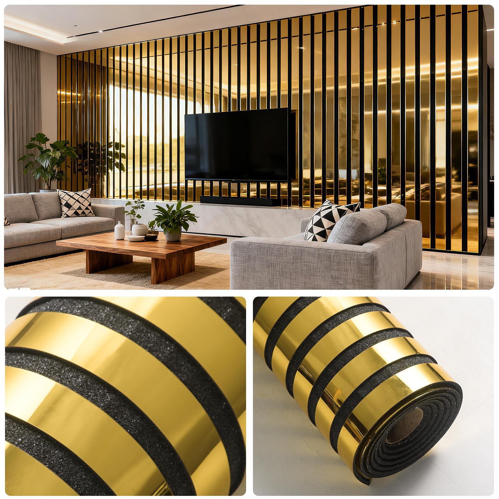 Thickened Retro 3D Framed Grooved Self-Adhesive Decorative Wallpaper with Glossy Metallic Surface, Easy to Peel and Stick, Removable and Waterproof, Ideal for Living Room Accent Walls and Kitchen Surfaces, Peel and Stick Wallpaper Designs