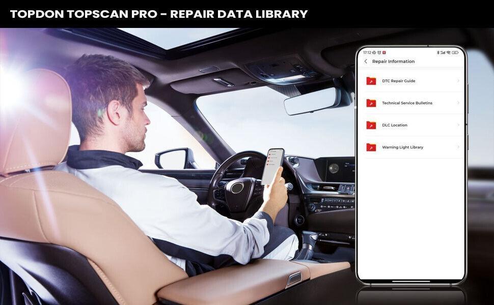 TOPDON TopScan Pro obd2 Scanner Bluetooth Connect Full System Diagnostics for iOS and Android for All Code Readers with Reset 13+ Reset Service Key Programmer Portable Topscan Lite Upgrade Car Vehicle Autos Outdoorfun