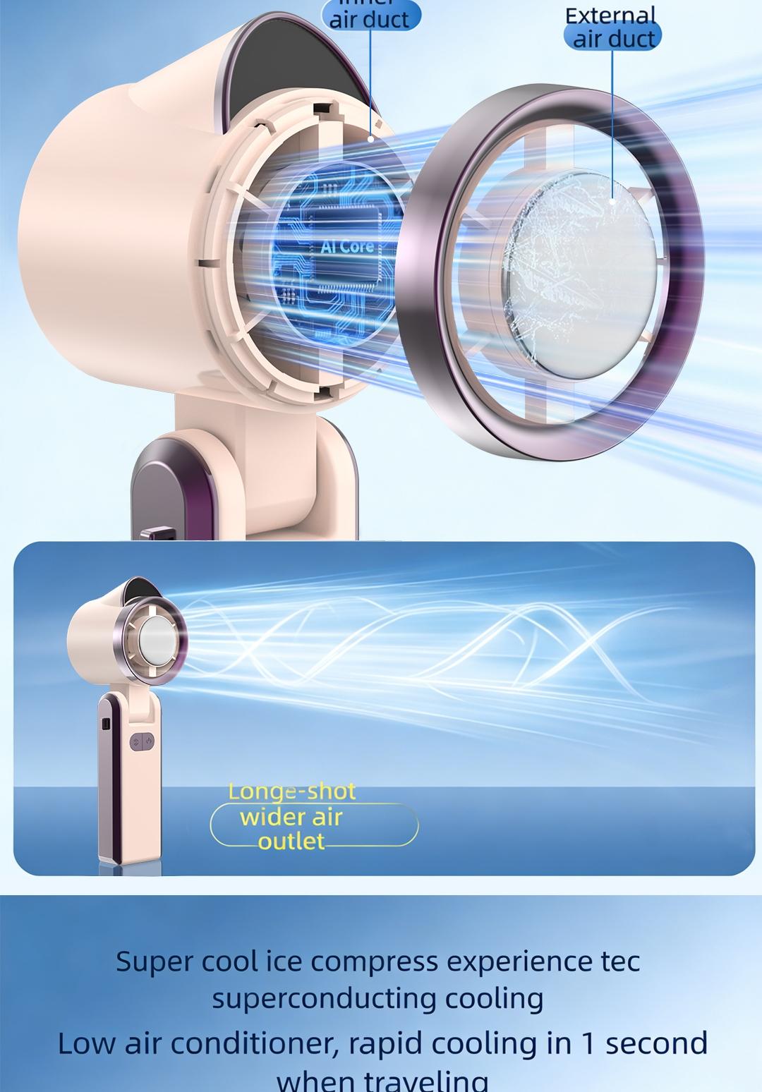 D28 Portable Travel Fan Mini Pocket Handheld Rechargeable Turbine Battery Powered USB High Speed Fan for Men Women