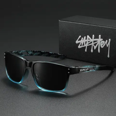 SUPKLEY Lightweight and Casual Men's Polarizing Sunglasses with Square Frames, Beach UV Protection Fashion Accessories, Driving and Hiking to Reduce Glare, Trendy Styling Casual Outdoor Sunglasses
