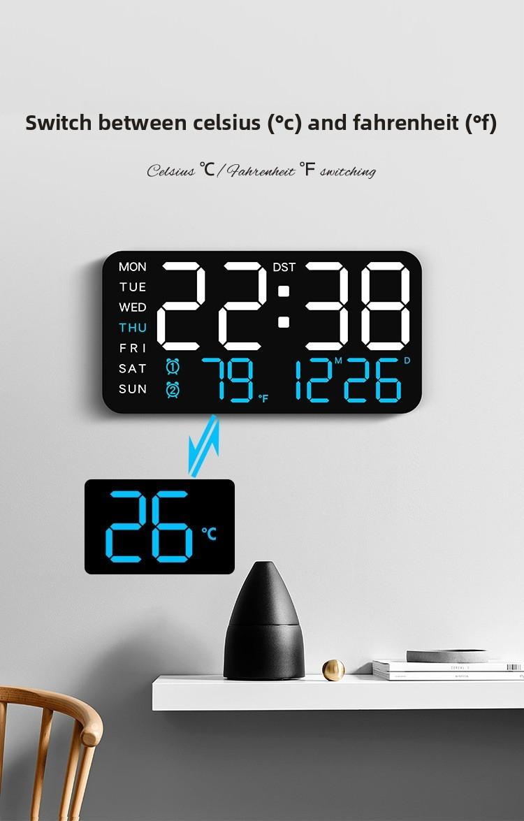 Large Screen Wall Clock, New Frameless Electronic Clock, Multifunctional Standing and Hanging Clock, Digital Display, Temperature, USB and Battery Powered, Digital Clock Decor