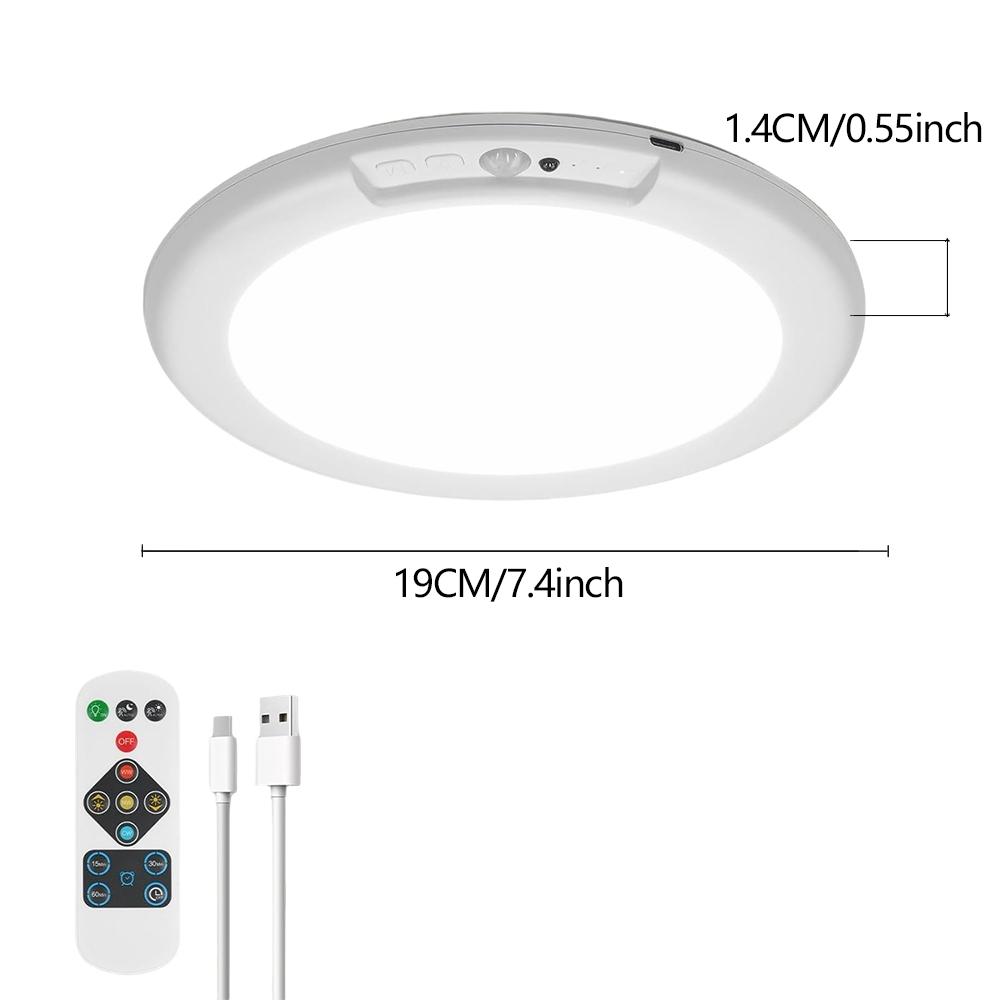 1/2 piece motion sensor light, ABS infinite dimming sensor light with remote control circular light, USB rechargeable, adjustable brightness, suitable for small night lights in bathrooms, storage cabinets, stairs, corridors, and office spaces