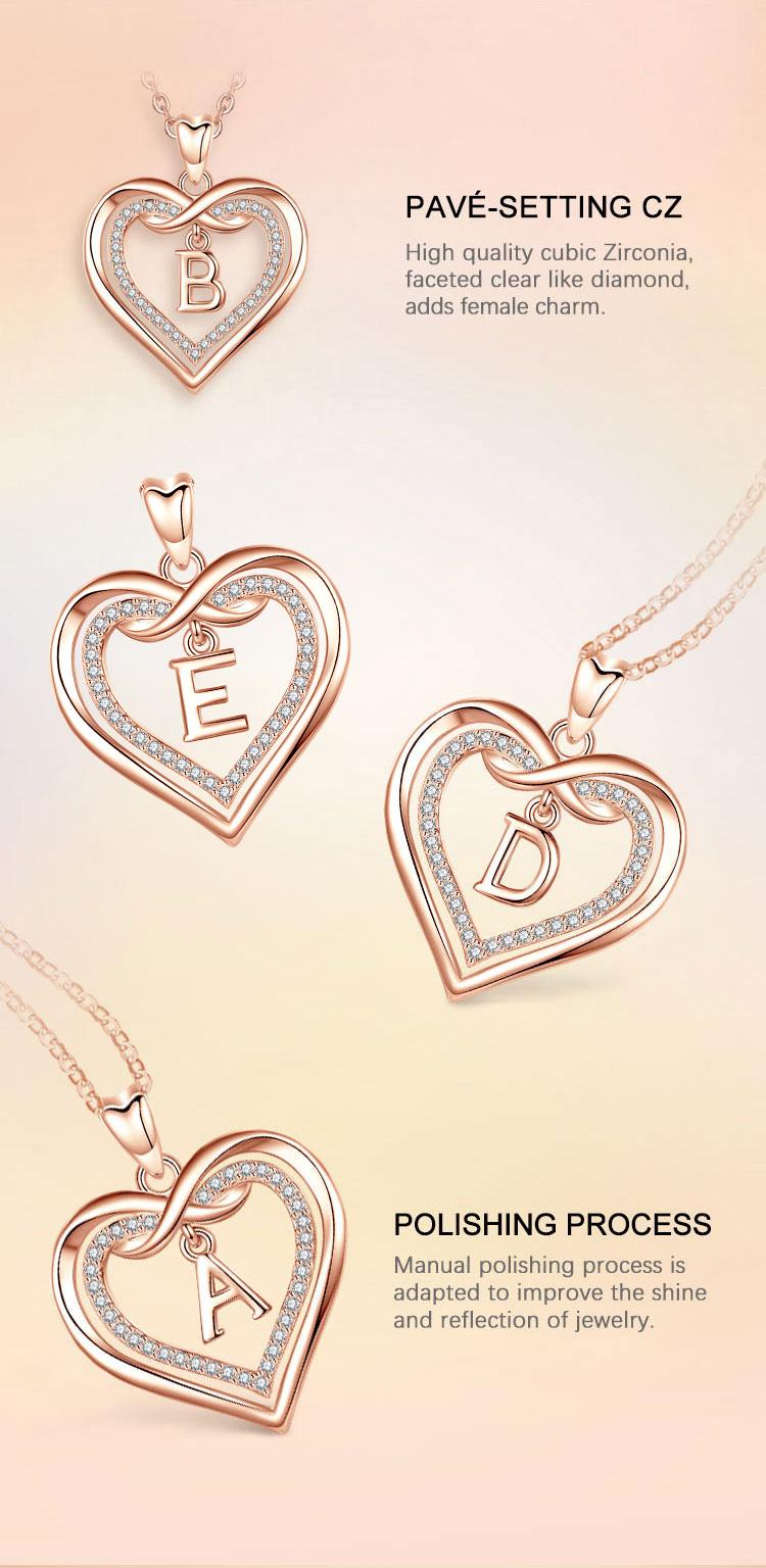 Elegant Captain Heart Initial Necklace with Cubic Zirconia, Personalized A-Z Alphabet Pendant, Delicate RoseGold Heart Jewelry for Women