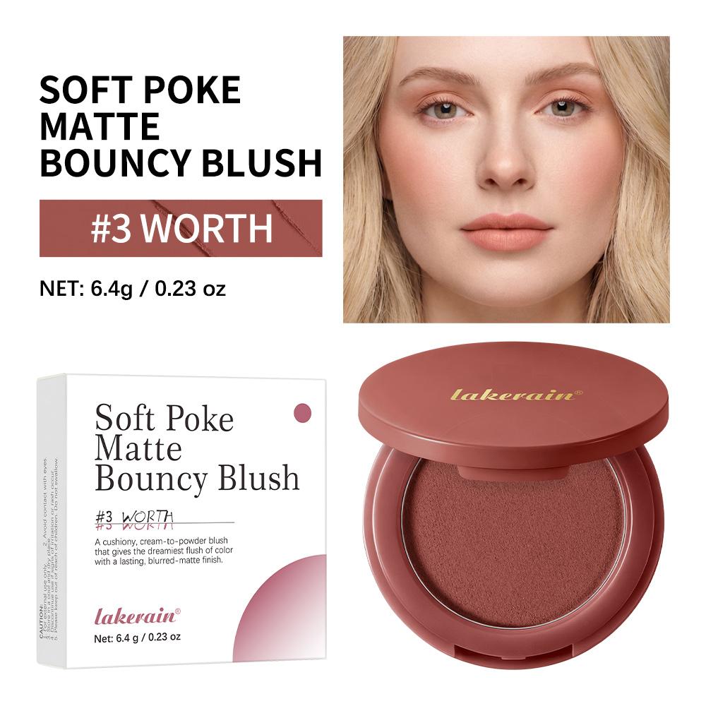 Matte Bouncy Blush, Cream-to-Powder, Blurs Pores, Buildable, Long-Lasting, Lightweight Blush for Girls and Women, Cosmetics Products