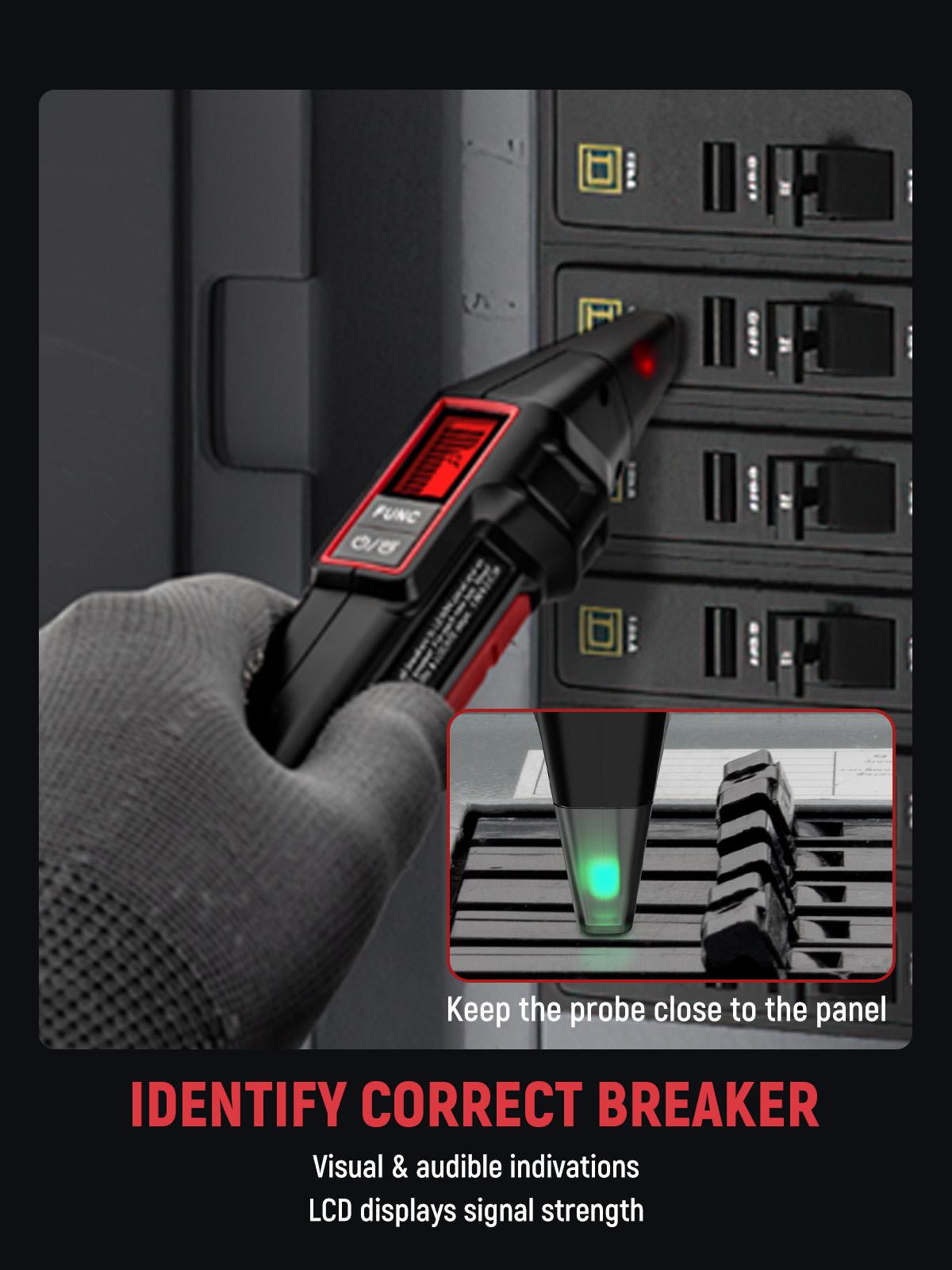 KAIWEETS AC Circuit Breaker Finder Tool with Alert LCD Display, 2-Piece Set Electric Tester and Voltage Tester with Transmitter and Receiver, NCV Function & Flashlight, Non-Contact Cable Tester and Integrated GFCI Outlet Tester, Tool Kit summervibes KAIWEETS AC Circuit Breaker Finder Tool with Alert LCD Display, 2-Piece Set Electric Tester and Voltage Tester with Transmitter and Receiver, NCV Function & Flashlight, Non-Contact Cable Tester and Integrated GFCI Outlet Tester, Tool Kit summervibes