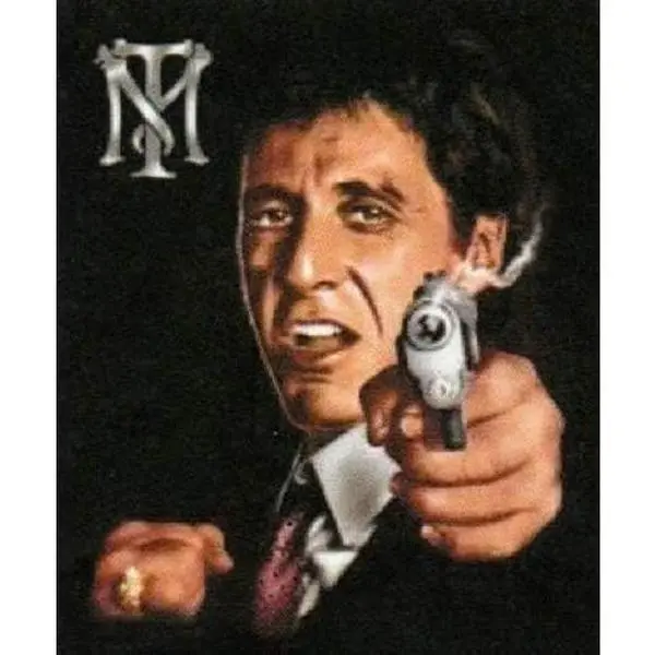 Scarface Tony Montana Al Pacino Gun Pointing Portrait Black Background Throw Blanket - Suitable for Sofa & Bed - Soft Flannel Bedspread with One-Side Anime Print, Machine Washable - Couch Throw for & Room Decor