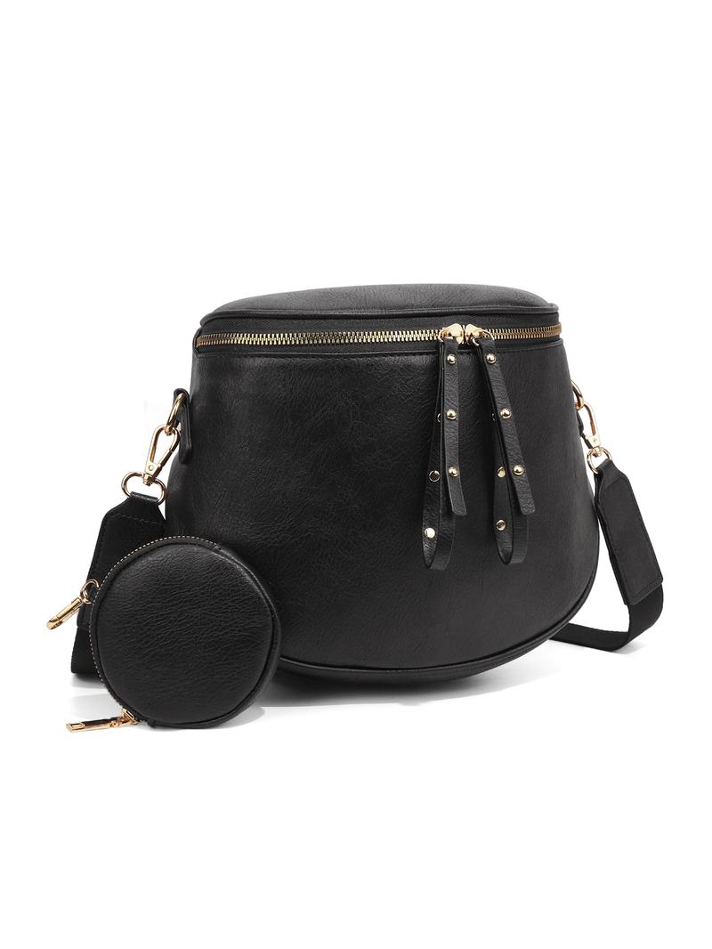 Lychee Texture Large Crossbody Bags for Women, PU Leather Bum Bag with Coin Purse, Stylish Checkered Sling Purse with Adjustable Strap, Lightweight Commuting Shoulder Bag Fanny Packs for Mother Travel Gifts Everyday Use