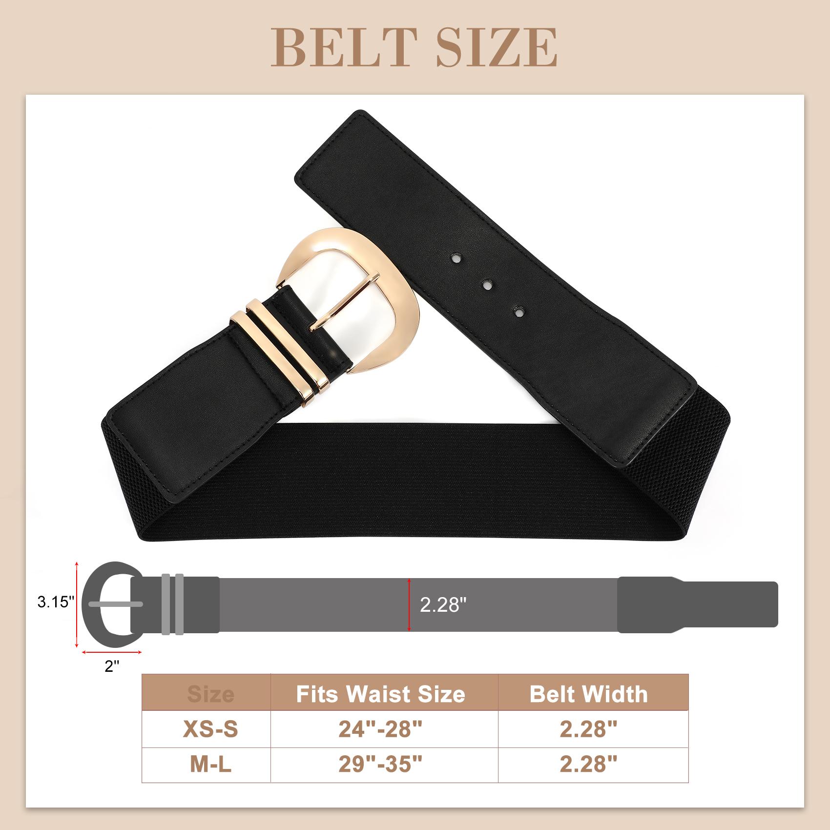JASGOOD Women Wide Elastic Waist Belt for Dresses Fashion Gold Buckle Stretchy Leather Waistband for Ladies