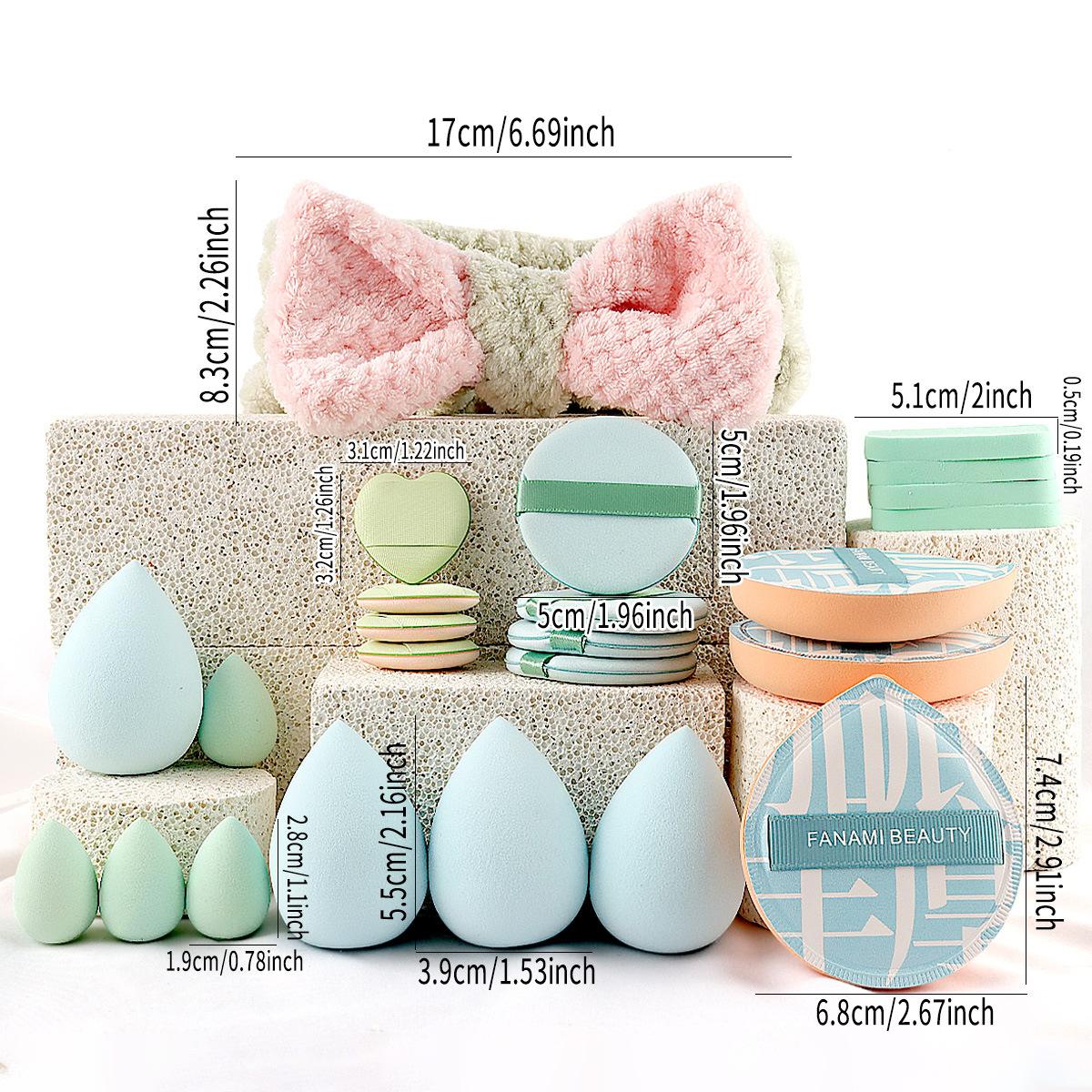 33PCS All-in-One Beauty Tool Kit, Makeup Brushes + Powder Puffs + Beauty Sponges + Headband + Travel Makeup Bag, Complete Pre & Post Makeup Set, Portable Cosmetic Kit for Beginners & Travel