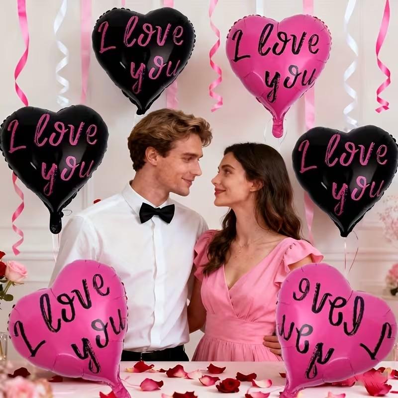 5pcs 18 Inch Rose Aluminum Heart Decorations, Perfect for Proposals, Weddings, Anniversaries, Romantic Scene Setup